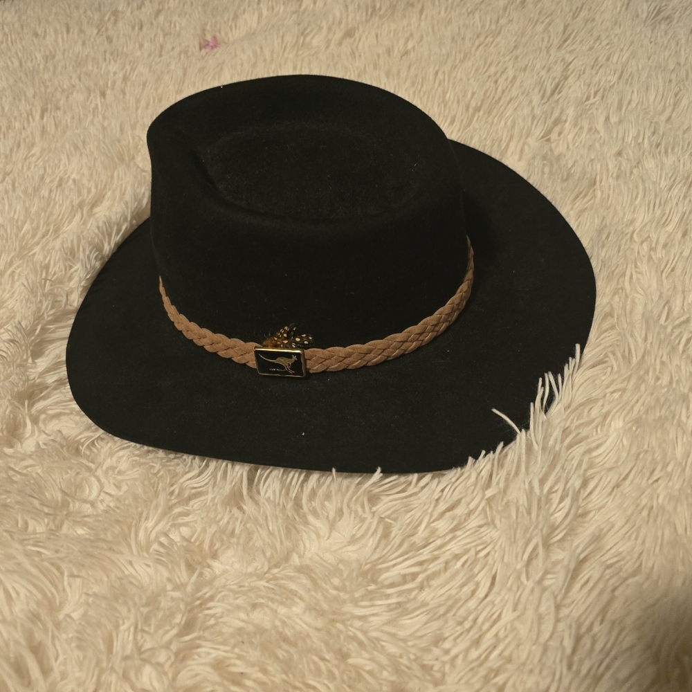 Black Fedora Hat with Tan Band